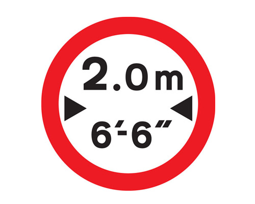 Дорожный знак "Ограничение по ширине" - Width limit