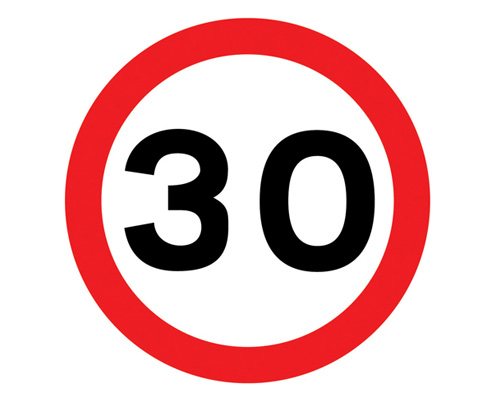 Знак "Ограничение максимальной скорости" в Англии - Maximum speed limit