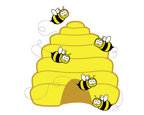 A bee lives in a hive (hive [haɪv] - улей)